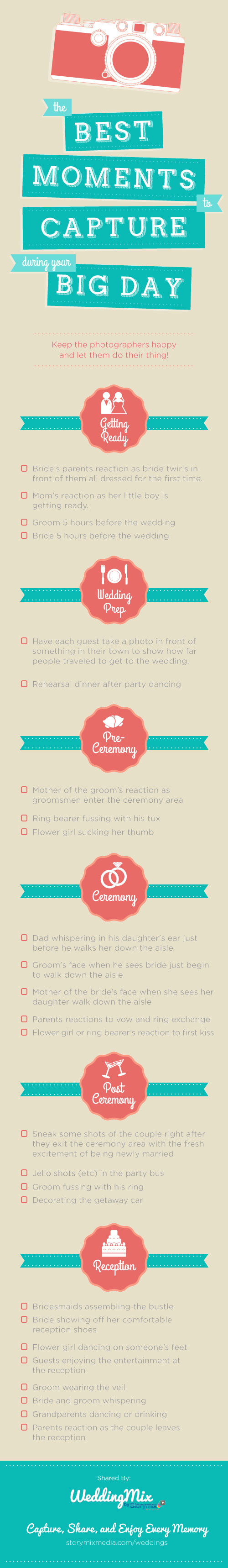 best moments wedding photo video checklist infographic