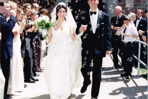 Exiting the church wedding at National Shrine of the Little Flower