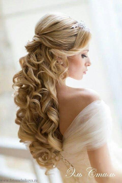 Long wedding day hairstyle princess curles