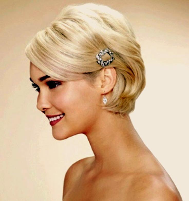 Short hair wedding day hairstyle diamond barrette