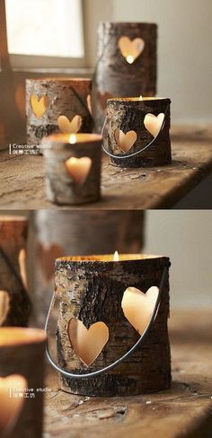 birch bark candle holders rustic wedding