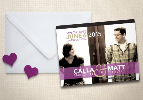 purple wedding save the dates