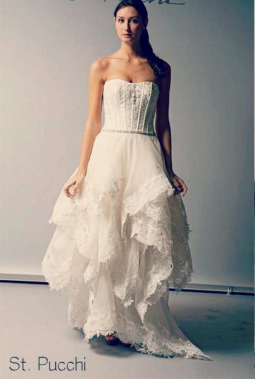 elegant wedding dress layered