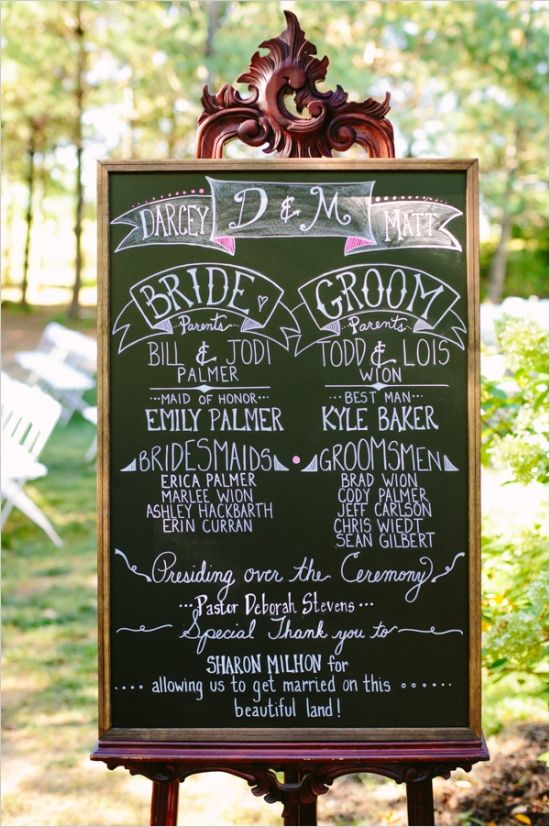 DIY chalkboard program affordable wedding ideas from real brides