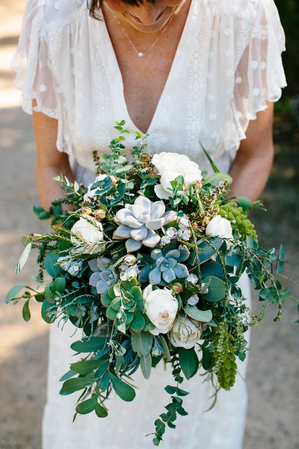 eucalyptus and succulent bouquet summer