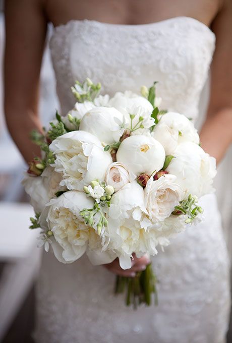 white roses wedding bouquet winter peonies 