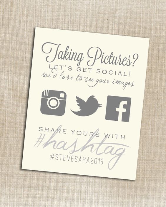 hashtag table card wedding ideas