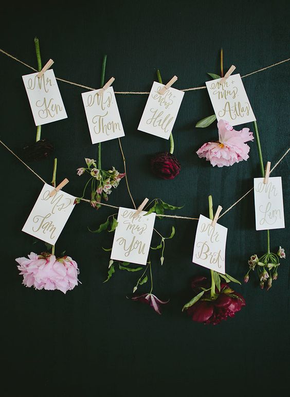 flower wedding table card ideas