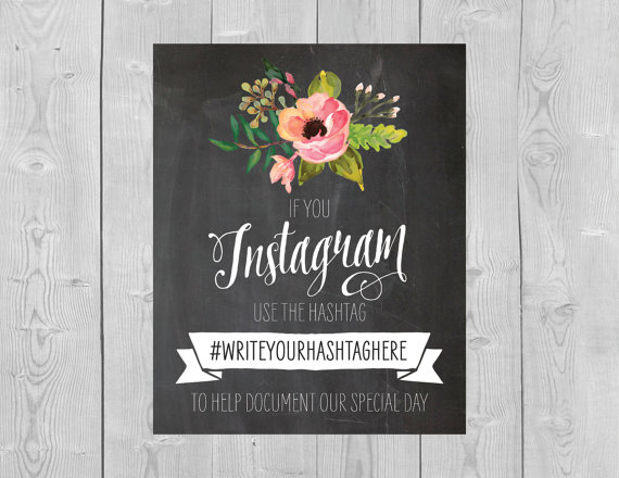 Wedding hashtag instagram table card ideas
