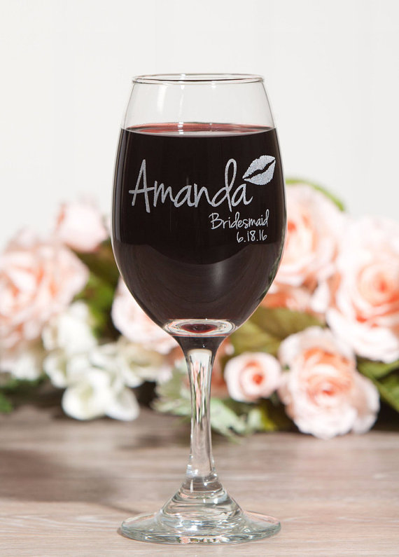 Wine Glass esty bridesmaid gift