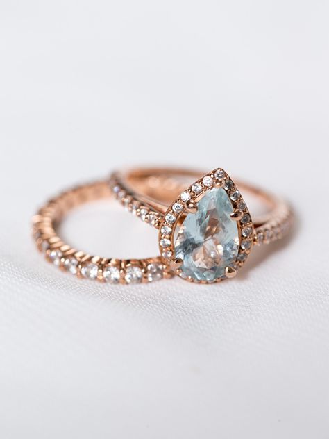 Light blue color engagement ring