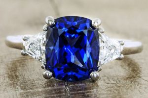blue saphire color engagment ring