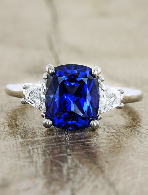 blue saphire color engagment rings