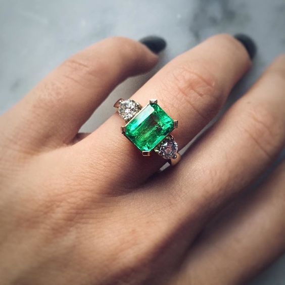 green color engagement ring