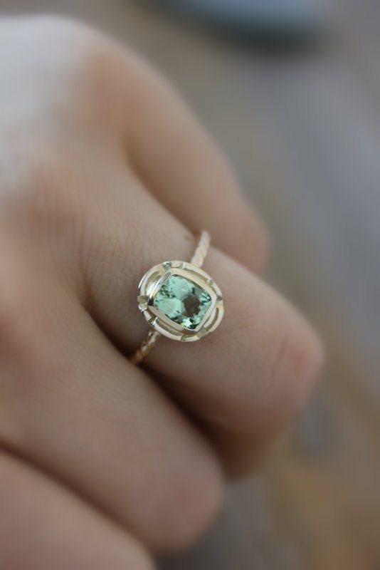 mint color engagement ring