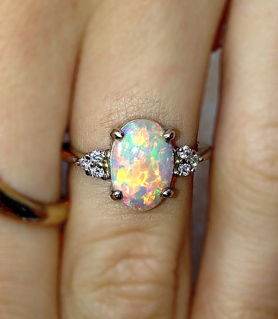 opal color engagment rings