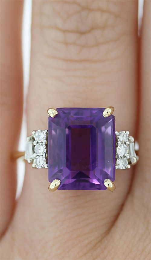 purple color engagement ring