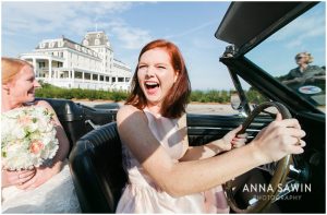 Fun Wedding in Watch Hill, RI - Friend Driving