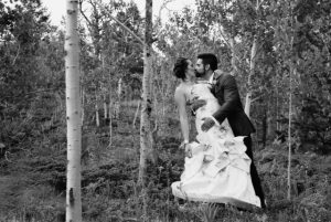 incredibly unique wedding - black and white couple kiss