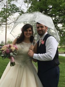 wedding in Cincinnati - Bethany and Matt in the rain