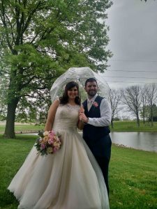 wedding in Cincinnati - Bethany and Matt under umbrella 