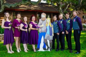 cardboard cutout of bride and groom wedding DIY