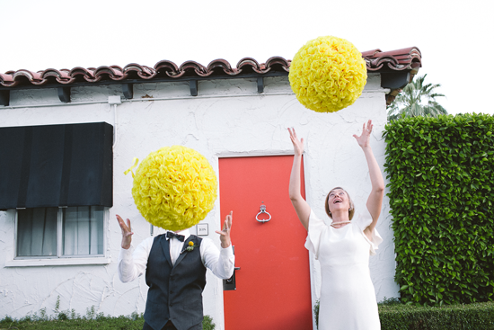 Yellow flowers in Palm Springs wedding