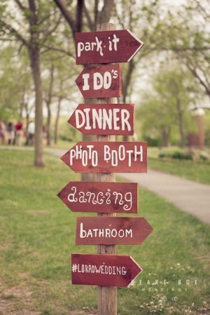 DIY Wedding Sign with directions -- good idea for your reception
