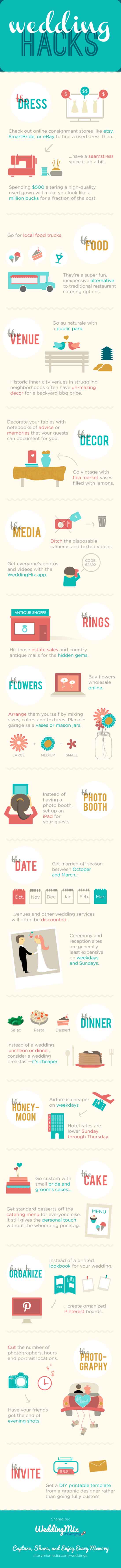 Top DIY Wedding Hacks Infographic @WeddingMix