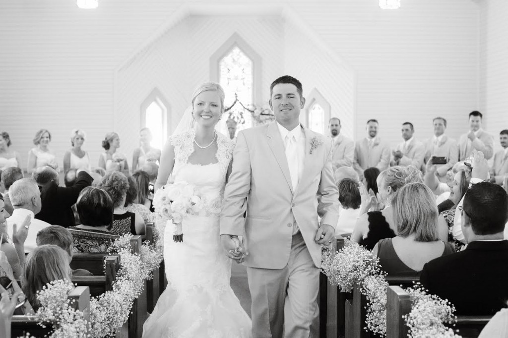 church wedding black and white photo